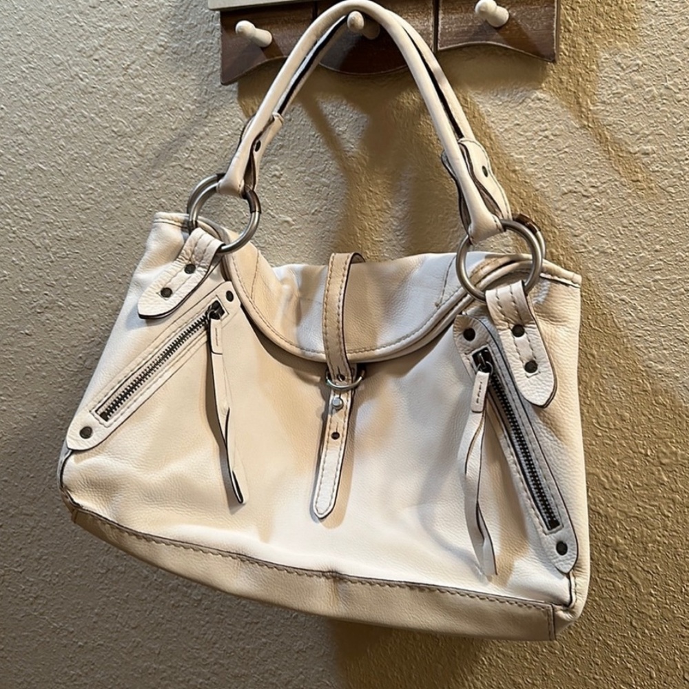 Abercrombie and Fitch white leather tote bag Y2K Vintage